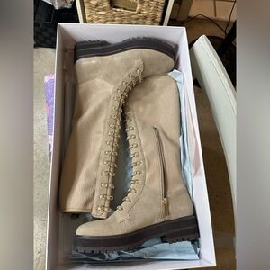 Anthropologie knee high boots tiny taupe